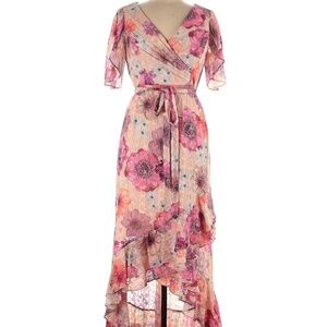 Nightway Flirty Faux-Wrap Gown